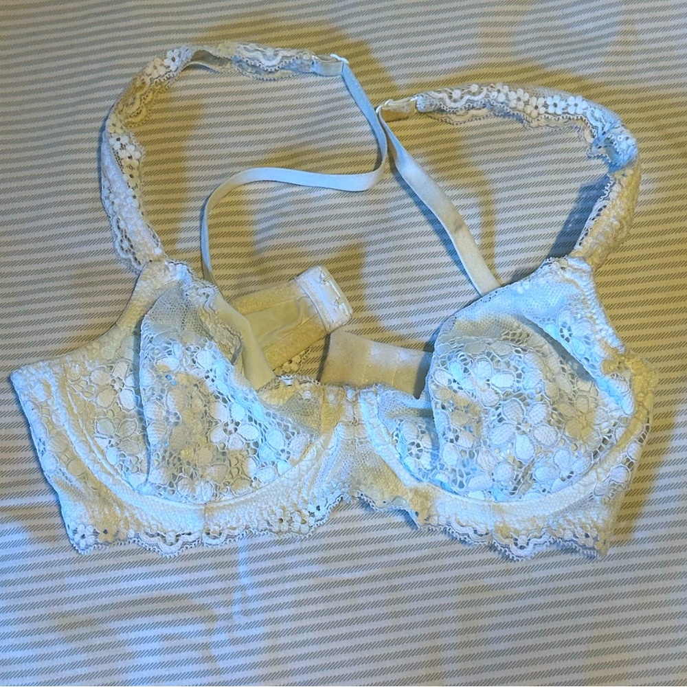 32A bralette underwire white cotton lace